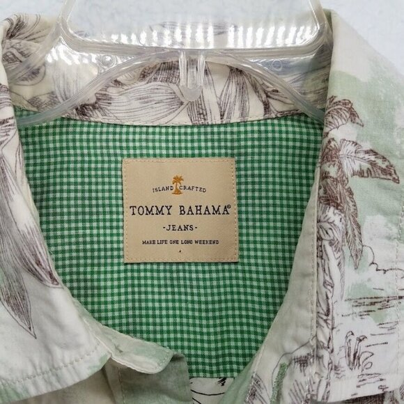 Tommy Bahama Shirt Mens Large Hawaiian Tropical Palm Trees Flowers Short Sleeve - Picture 3 of 11